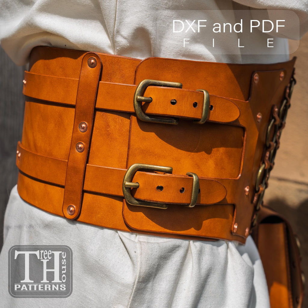 Medieval Viking Battle Belt Leather Pattern PDF - DXF Template