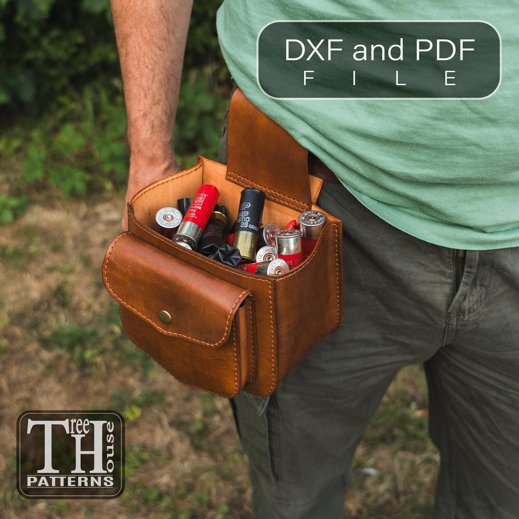 Leather Ammo Pouch Pattern PDF & DXF – Shotgun Cartridge Belt Pouch Template (Digital Download)