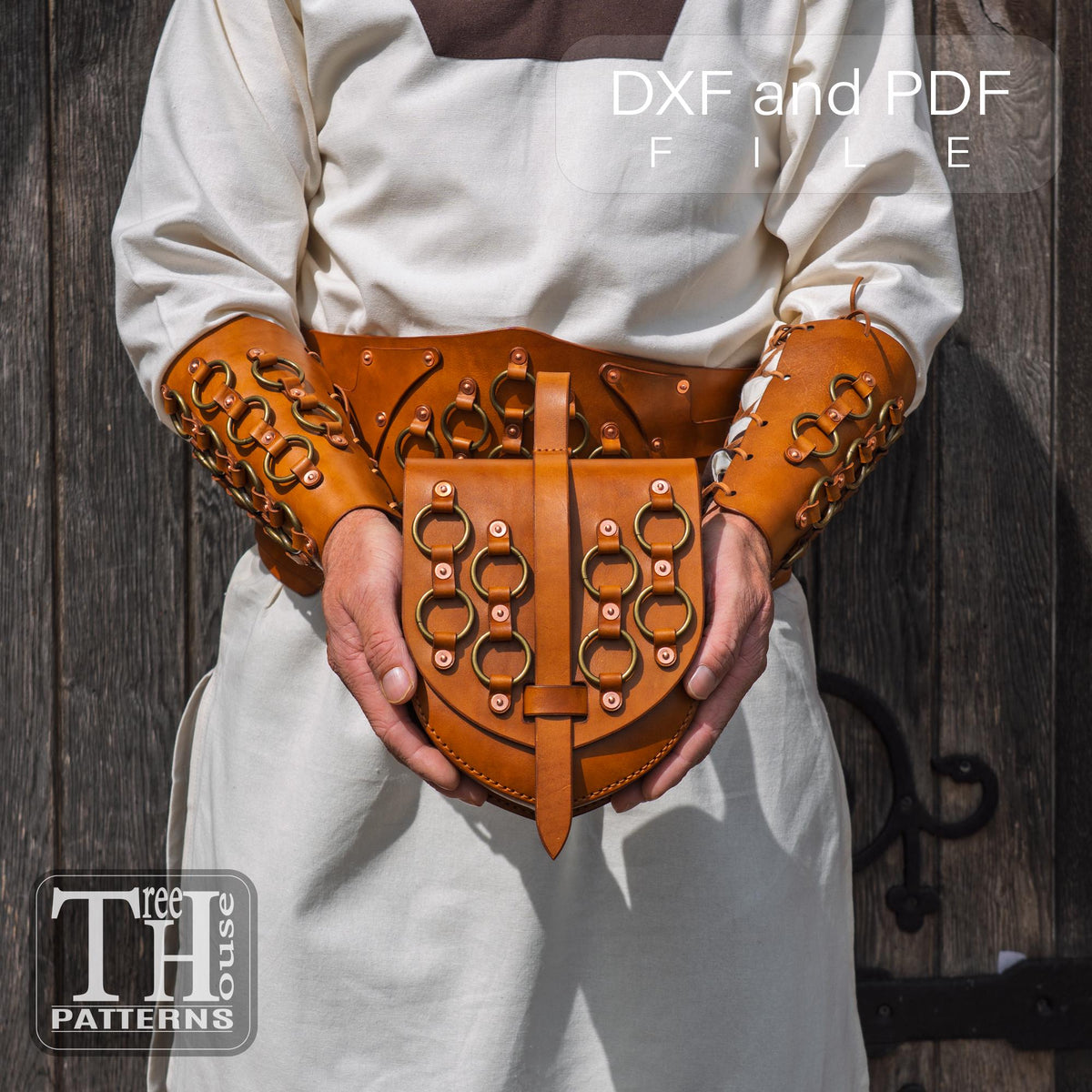 Medieval Belt Bag Leather Pattern: Knight Style PDF, DXF (Digital Download)