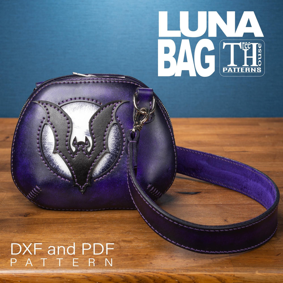 Leather Bag Pattern PDF & DXF -  Bat , Pumpkin Purse Template, Gothic Crossbody Bag