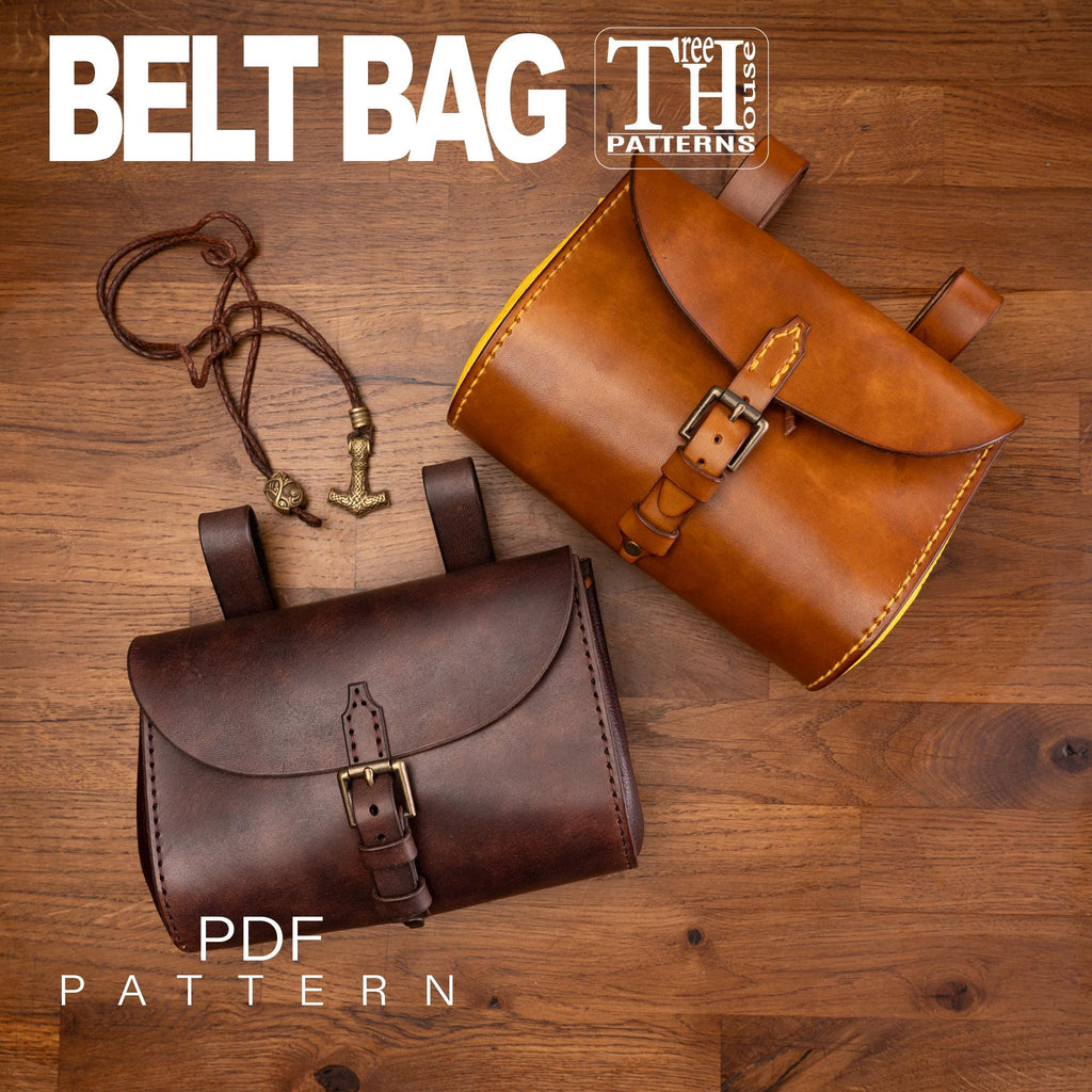 Leather pattern PDF for medieval belt bag