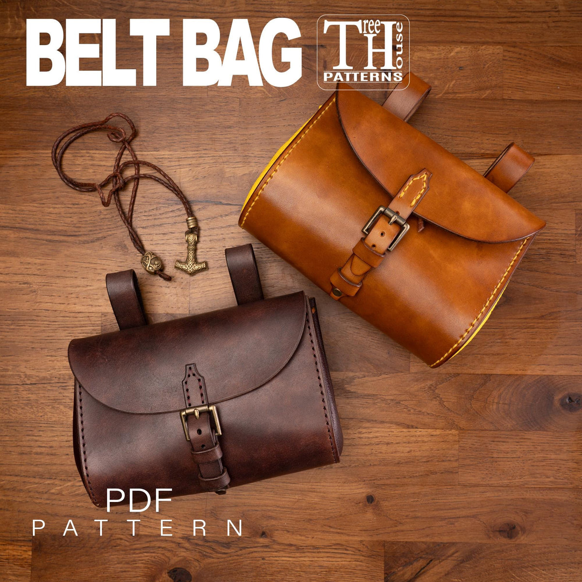 Leather pattern PDF for medieval belt bag