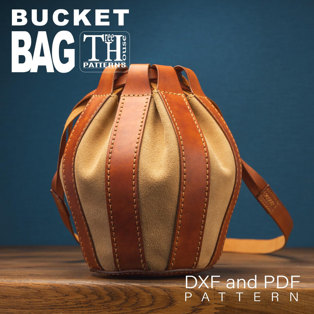 Leather Crossbody Bag Pattern -  Bucket – Drawstring Shoulder Template (PDF/DXF)