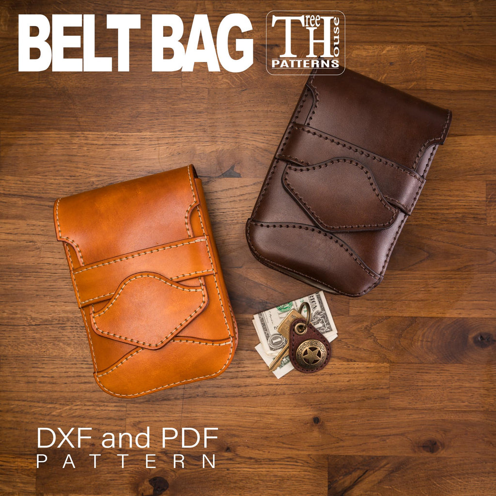 Leather Belt Bag Pattern PDF, DXF Laser Cut, Unisex Waist Bag