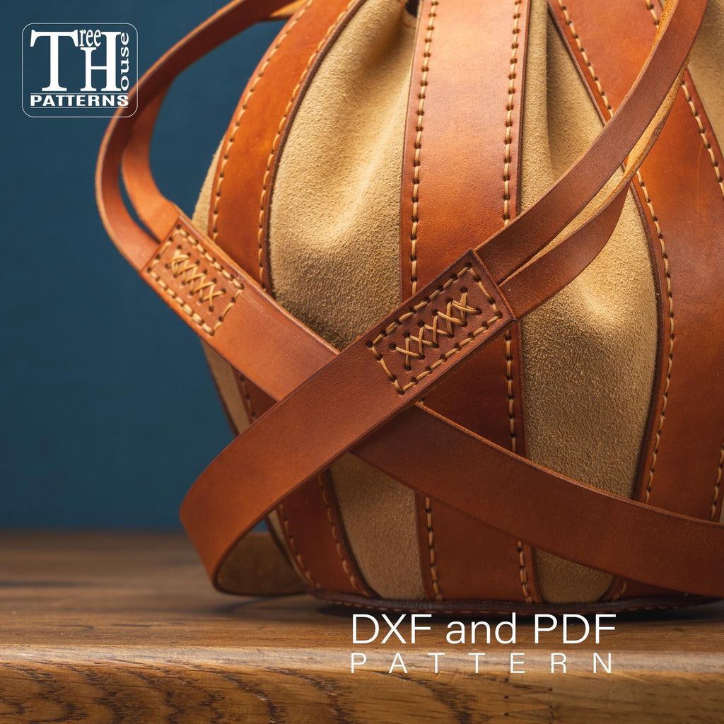 Leather Crossbody Bag Pattern -  Bucket – Drawstring Shoulder Template (PDF/DXF)