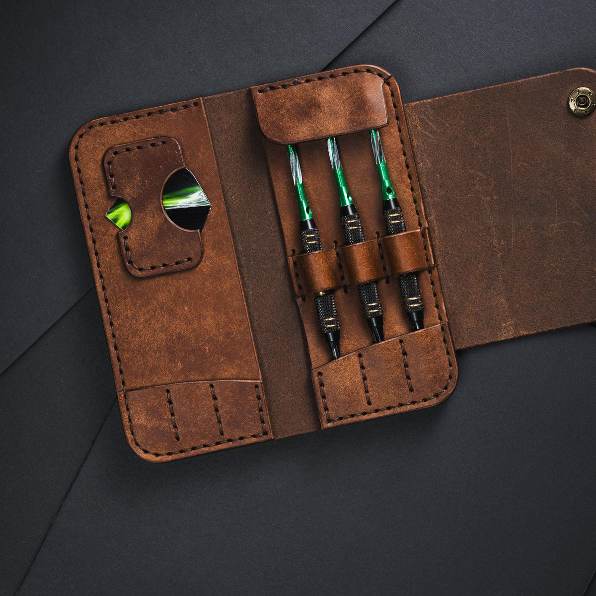 Leather Dart Case Pattern: Wallet Template (PDF, DXF)