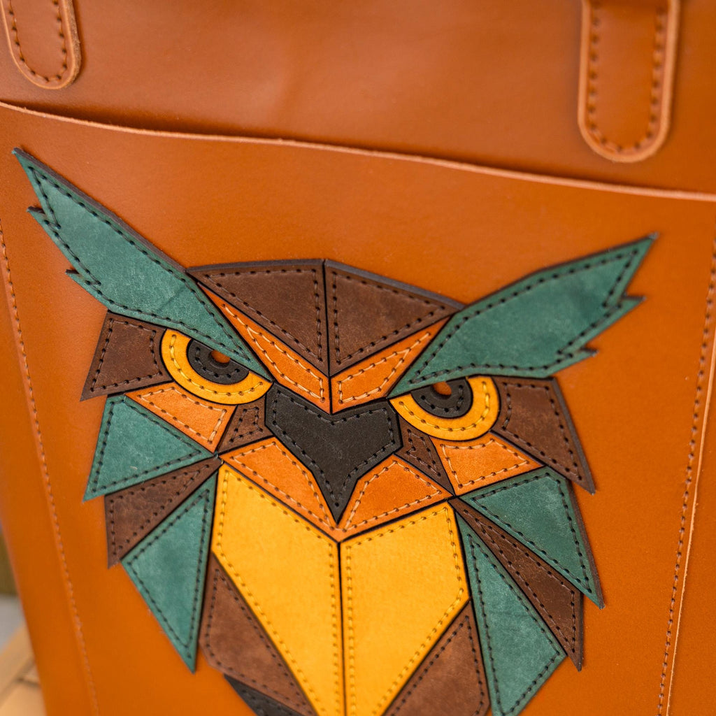 Leather Tote Bag Pattern PDF, Owl Shoulder Pattern, DXF Template for Leatherworkers