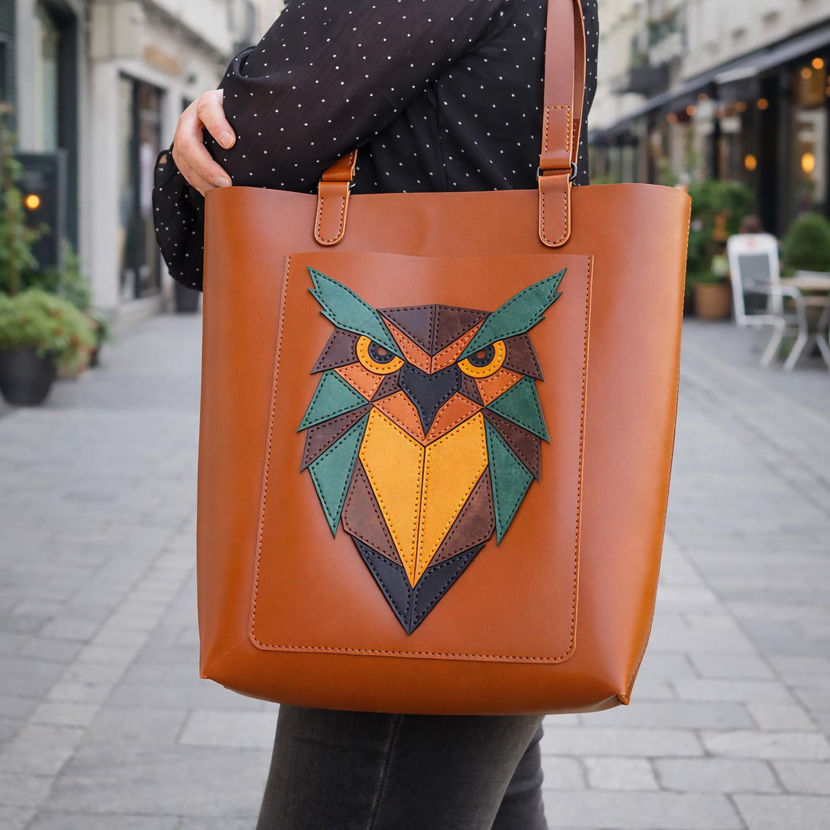 Leather Tote Bag Pattern PDF, Owl Shoulder Pattern, DXF Template for Leatherworkers