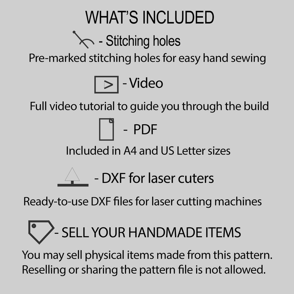 Leather Saddle Bag Pattern PDF & DXF – Crossbody Bag Template, 5 Flap Designs