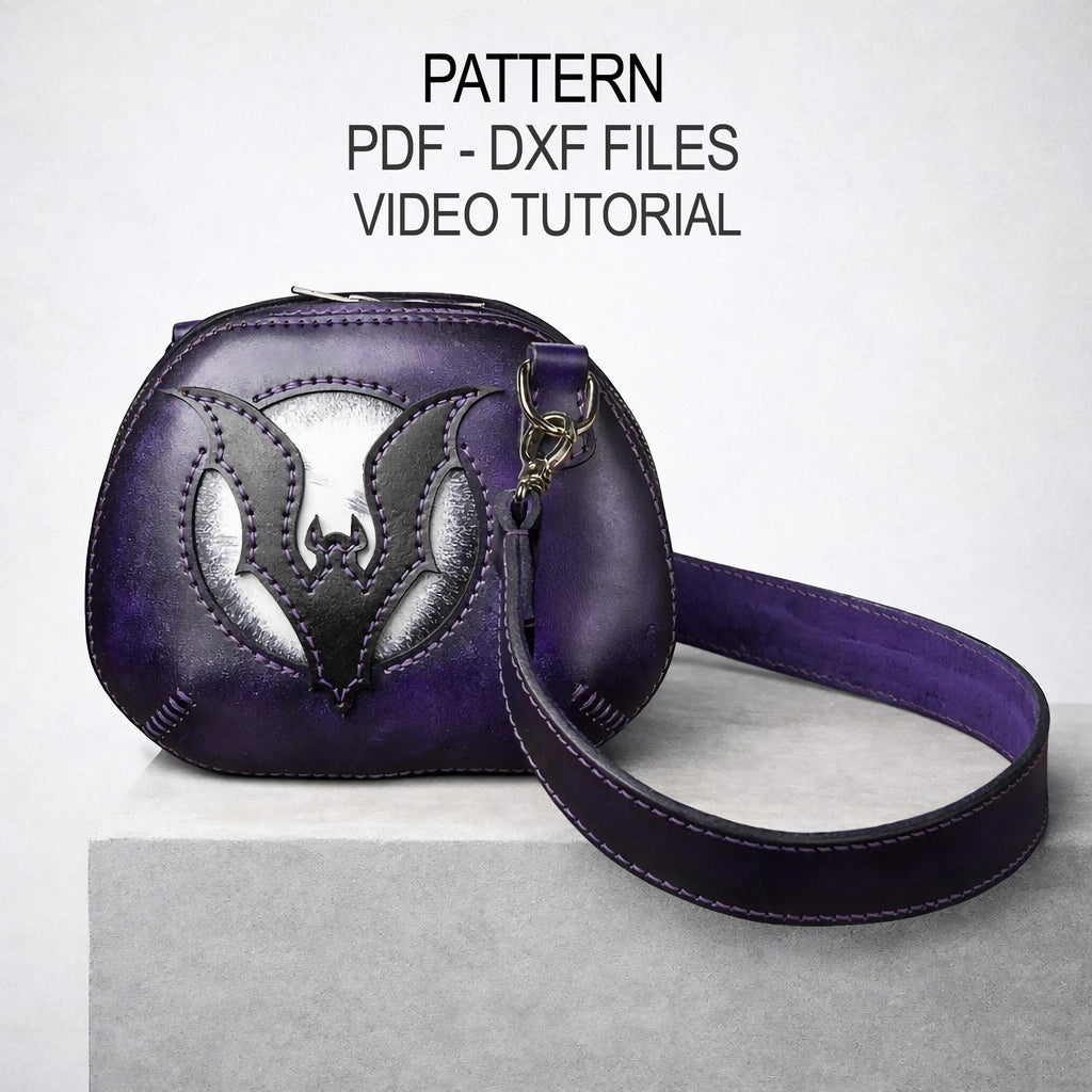 Leather Bag Pattern PDF & DXF -  Bat , Pumpkin Purse Template, Gothic Crossbody Bag