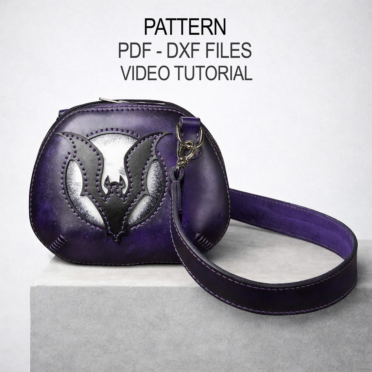 Leather Bag Pattern PDF & DXF -  Bat , Pumpkin Purse Template, Gothic Crossbody Bag