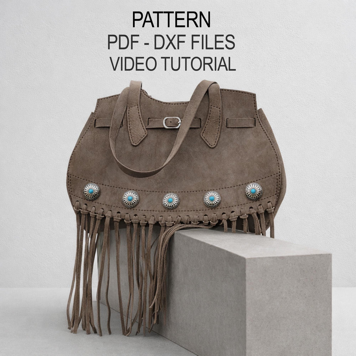 Leather Tote Bag Pattern PDF & DXF, Boho Shoulder Bag Template