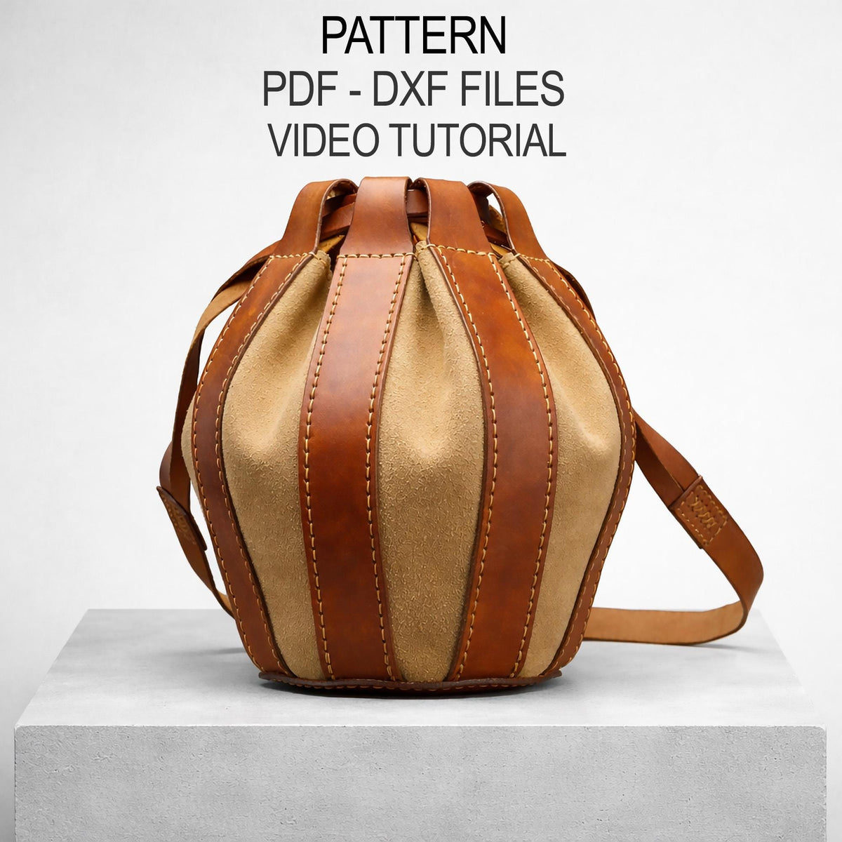 Leather Crossbody Bag Pattern -  Bucket – Drawstring Shoulder Template (PDF/DXF)