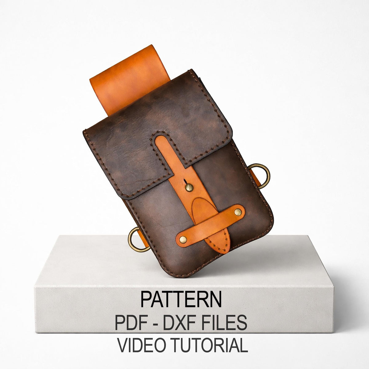 Leather Belt Bag Pattern PDF - DXF Template, Waist Bag, Utility Pouch DIY