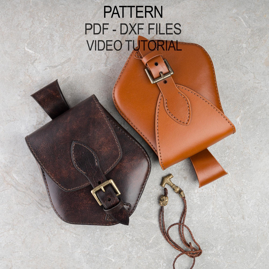 Leather Belt Pouch Pattern PDF, Medieval Leather Bag Template, DIY LARP Pouch