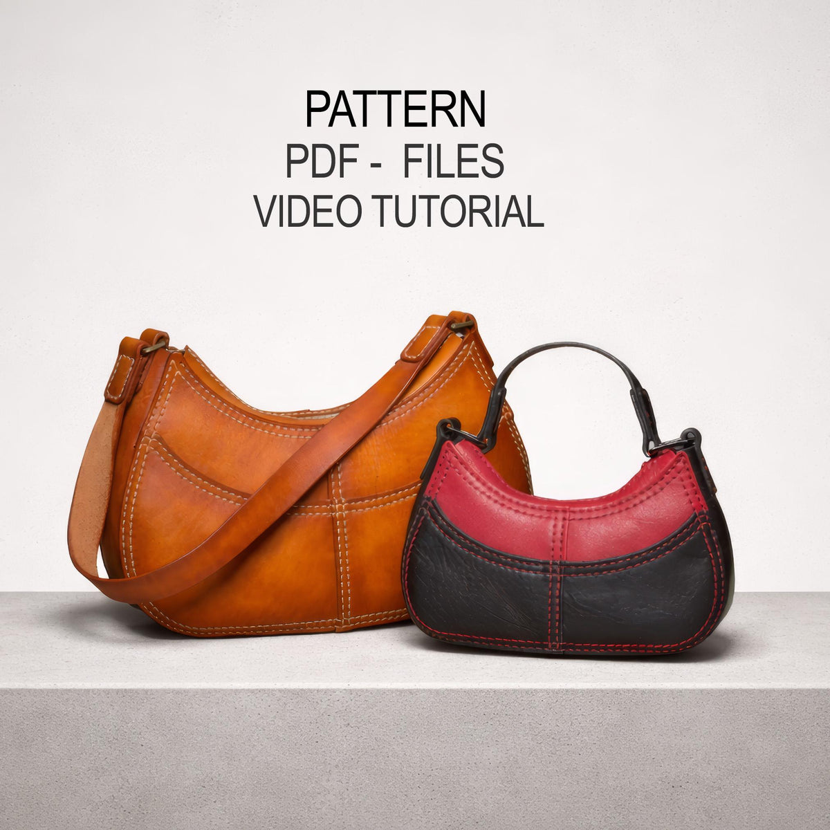 Leather Handbag Pattern PDF, Hobo Shoulder Bag Pattern, Crescent Bag Pattern, Leather Bag Pattern
