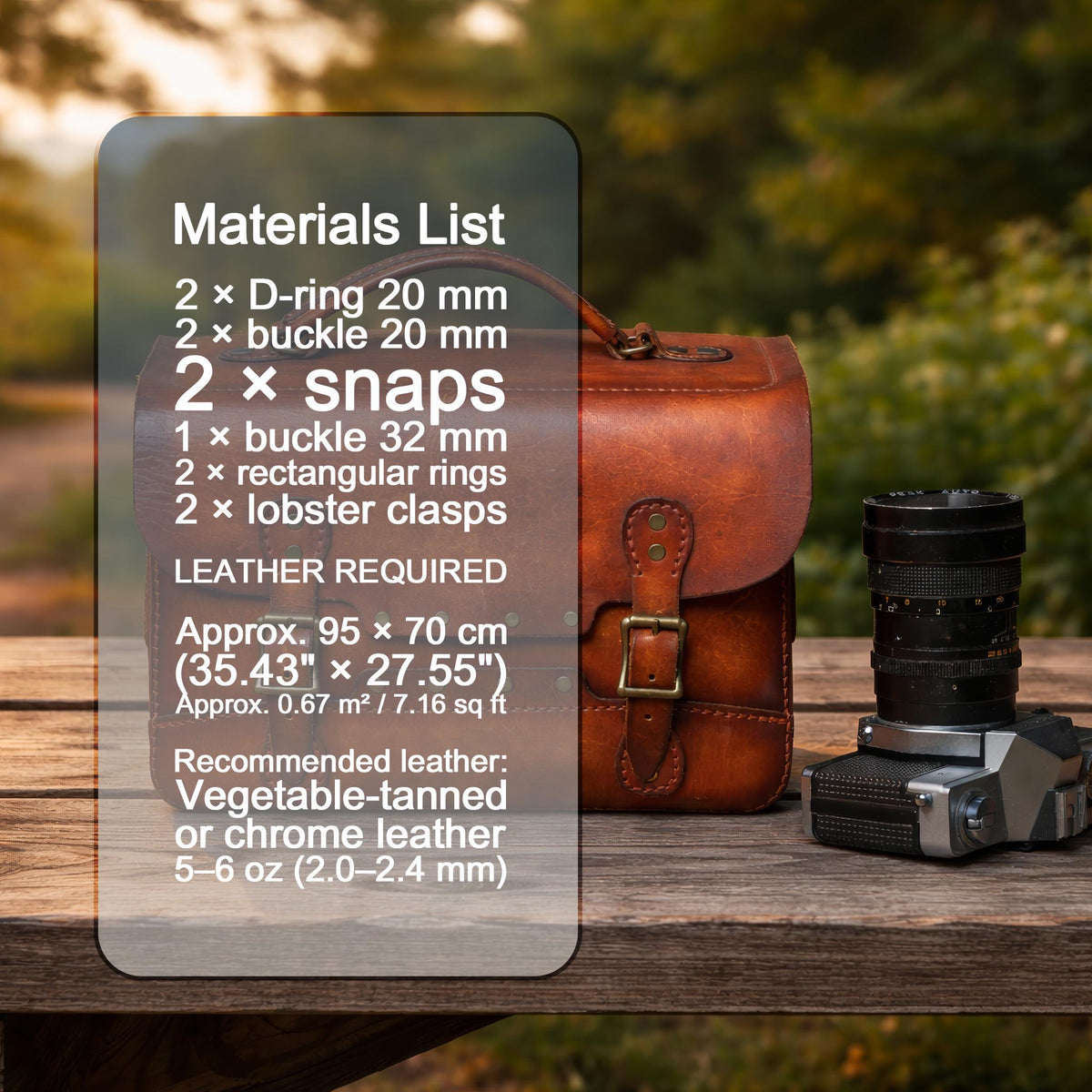 Leather Camera Bag Pattern PDF, DSLR Camera Case Template, Vintage Photo Bag DIY