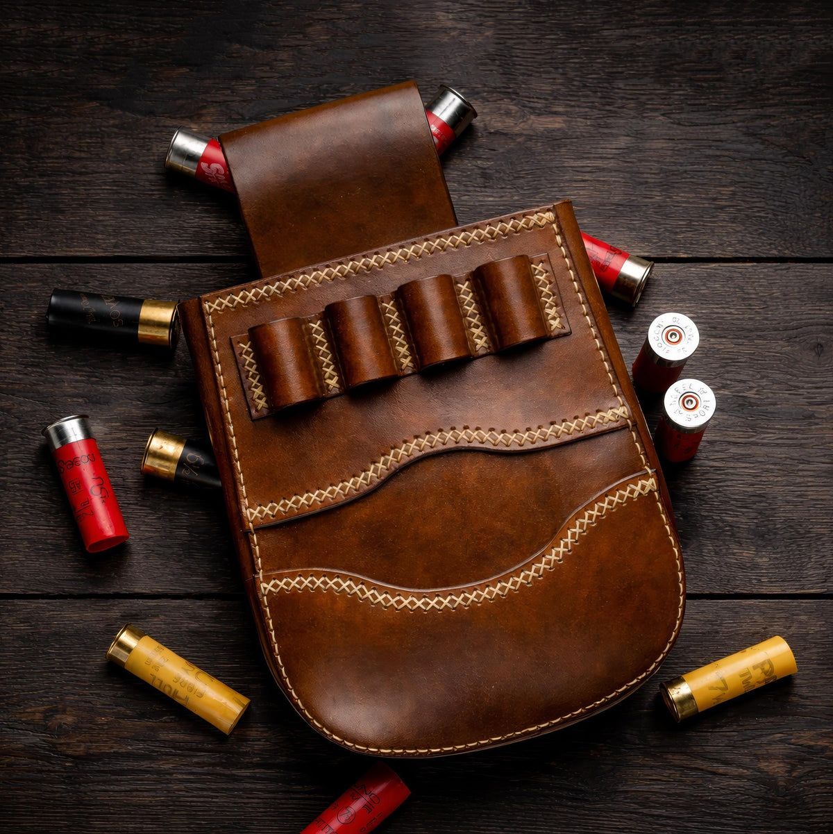 Shotgun shell pouch pattern, leather ammo pouch template pdf dxf svg , belt cartridge holder DIY
