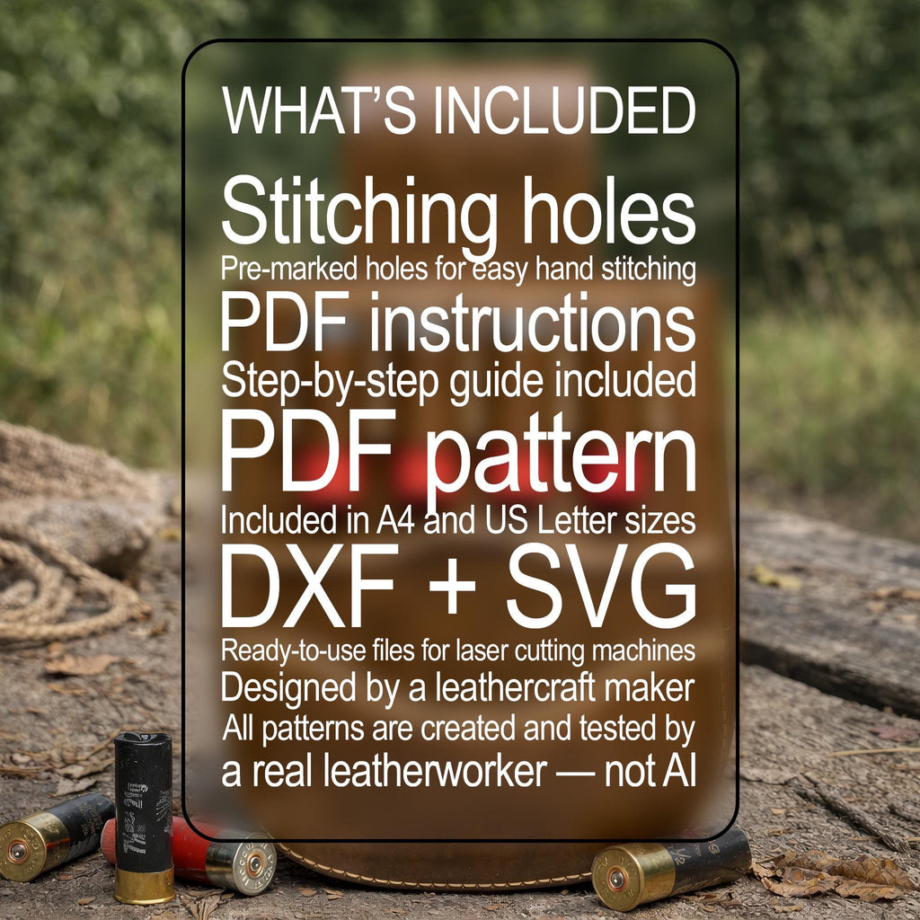 Shotgun shell pouch pattern, leather ammo pouch template pdf dxf svg , belt cartridge holder DIY