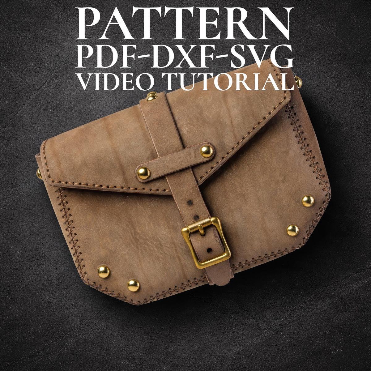 Belt bag pattern PDF, leather waist bag template, dxf svg