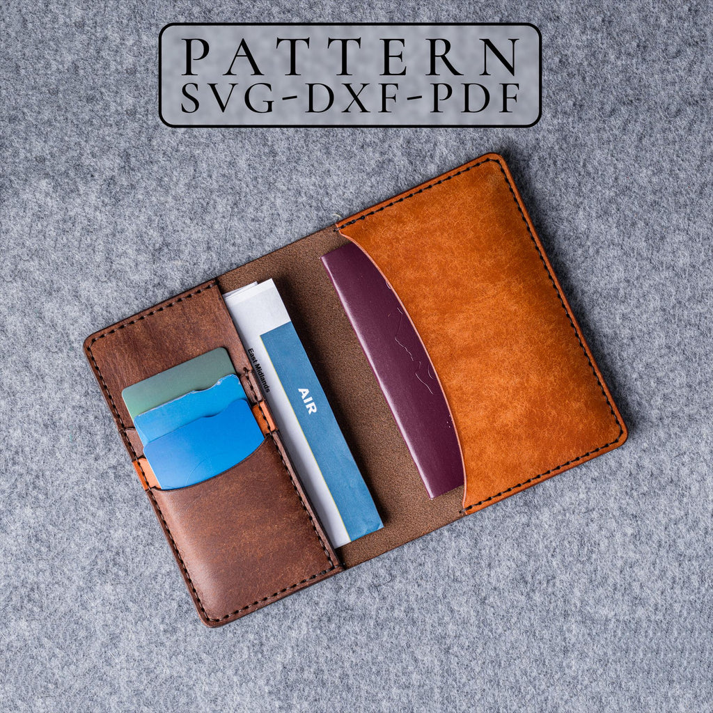 Passport Wallet Pattern PDF, Passport Holder Template, Travel Wallet SVG DXF