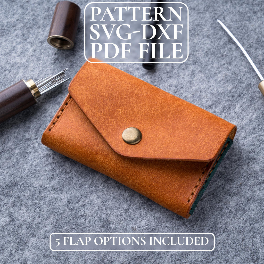 Leather Wallet Pattern PDF, Card Holder Template SVG DXF