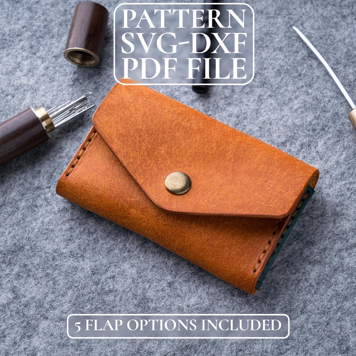 Leather Wallet Pattern PDF, Card Holder Template SVG DXF