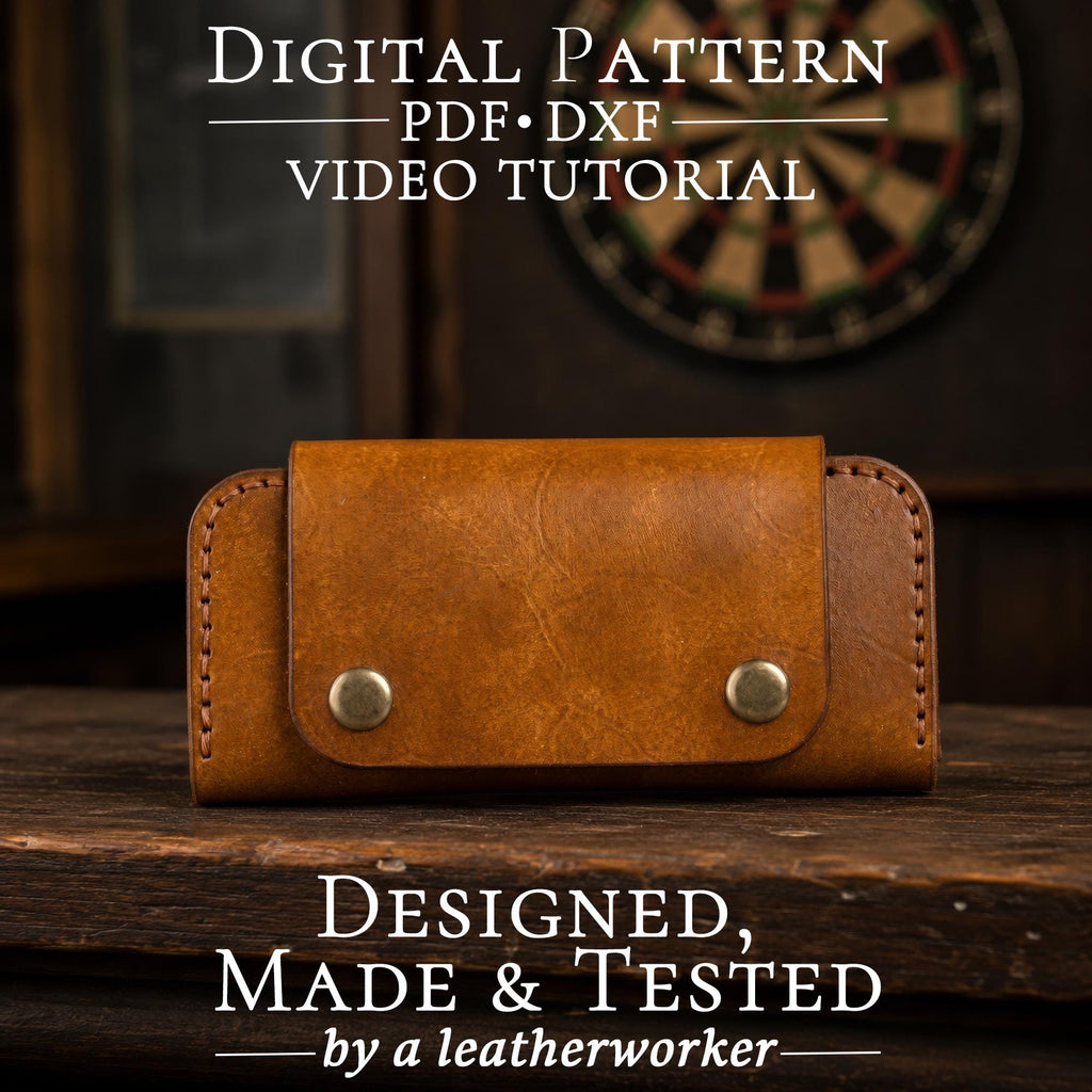 Leather Dart Case Pattern: Wallet Template (PDF, DXF)
