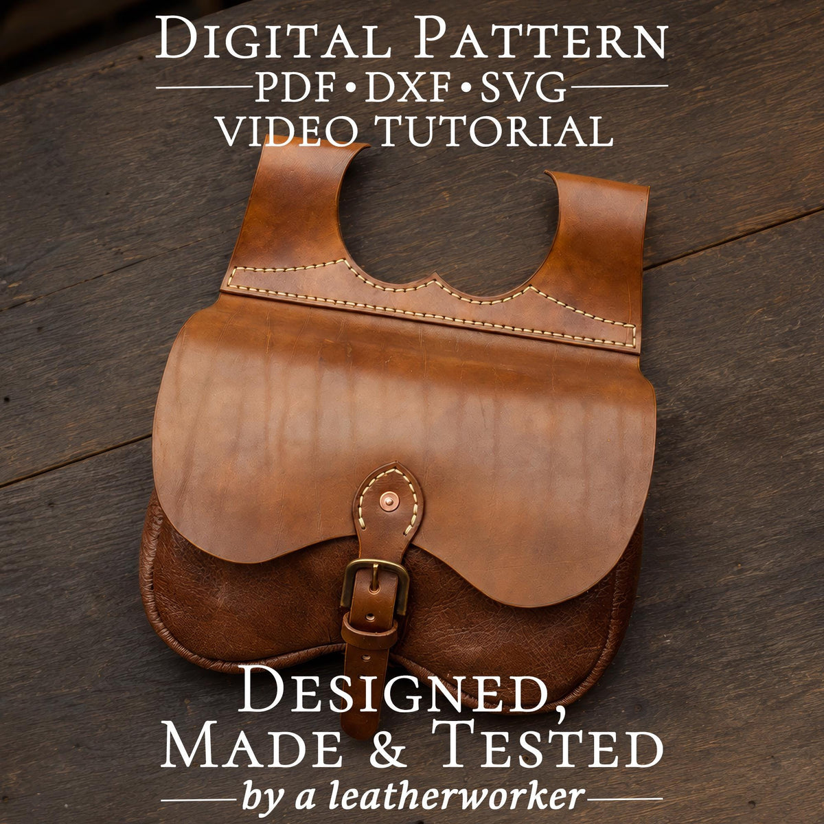 Leather Pouch Pattern PDF DXF, Belt Bag Template, Medieval Waist Bag DIY