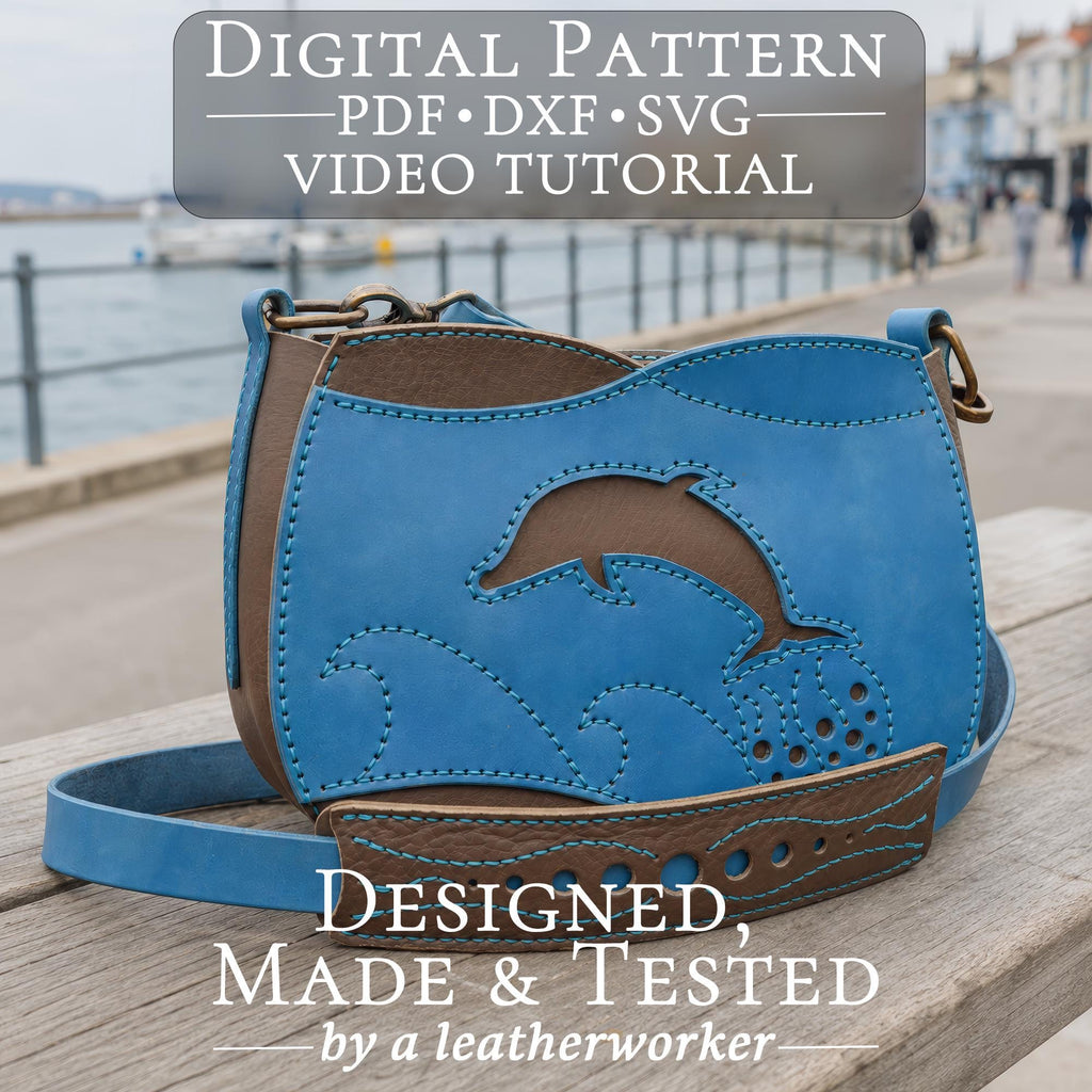 Leather Shoulder Bag Pattern, Dolphin Crossbody PDF DXF SVG