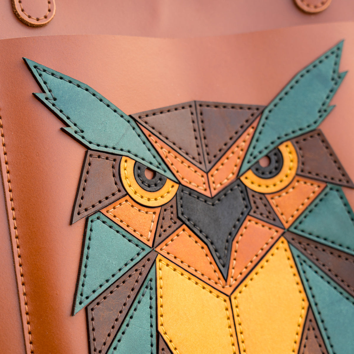 Leather Tote Bag Pattern PDF – Geometric Owl Shoulder Bag
